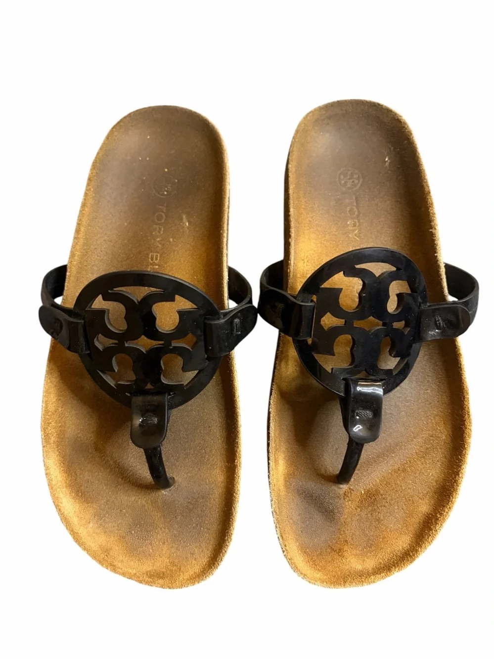 Tory Burch Black Logo Thong Sandals Size 5